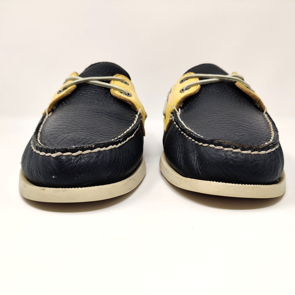 Sperry Mens Leather Two Tone Loafers Size 11 M Yellow Navy Blue Casual Comfort - Picture 6 of 15